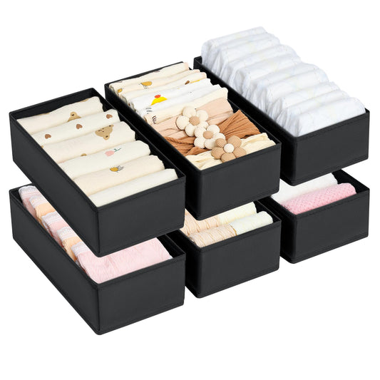 6-Piece Drawer Organizer Set for Clothes, Socks & Accessories